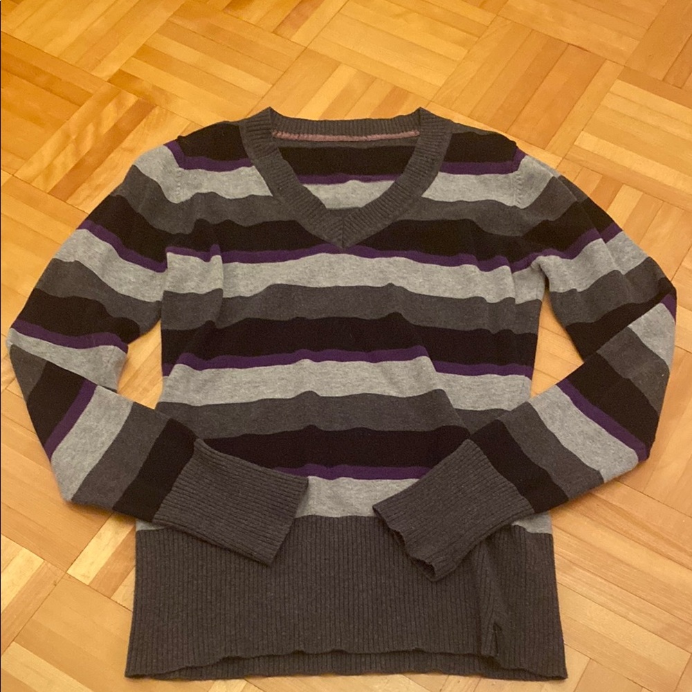 Striped Gray and Purple Men's Sweater